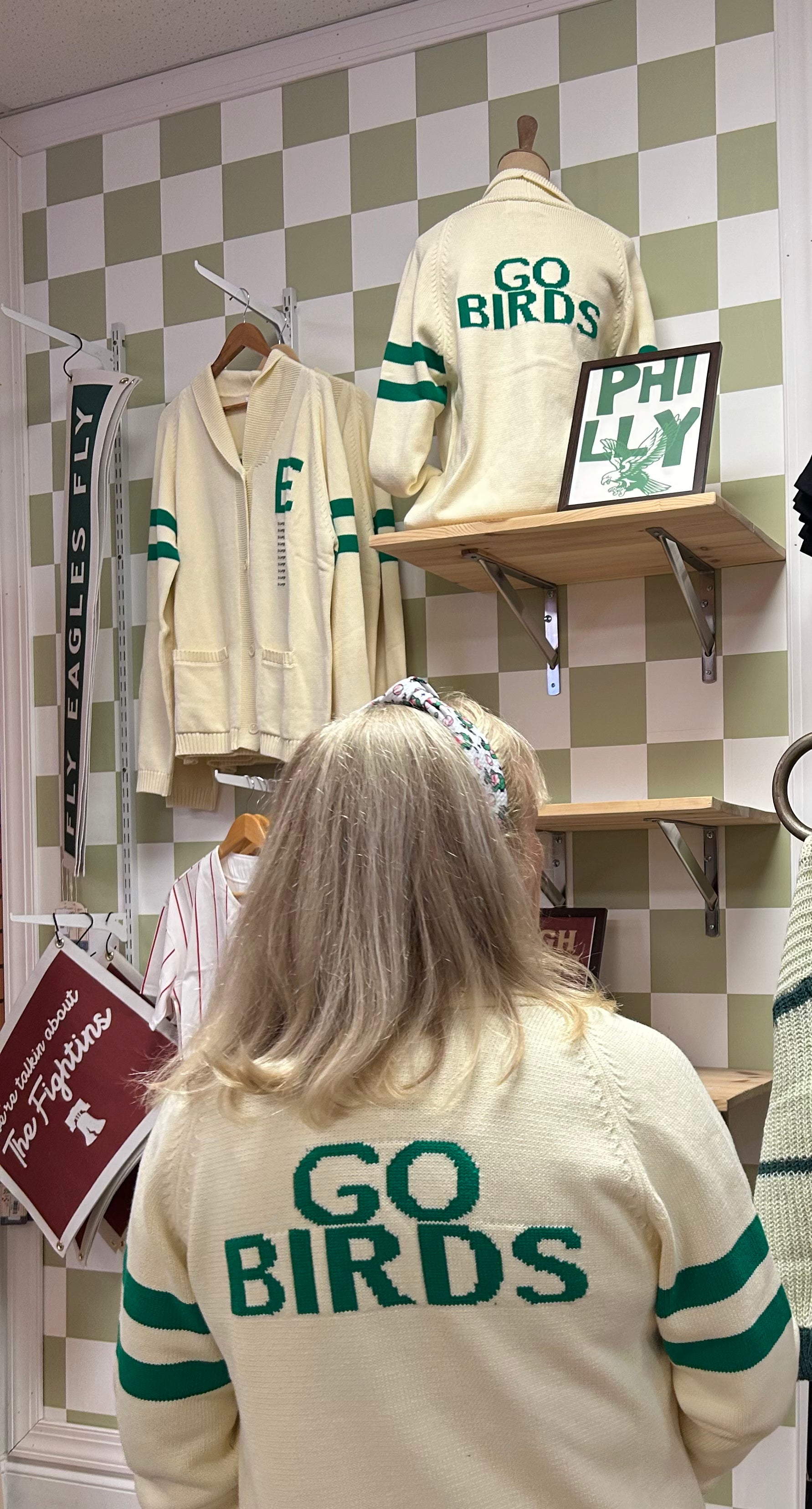 GO BIRDS KNIT STRIPE CARDIGAN