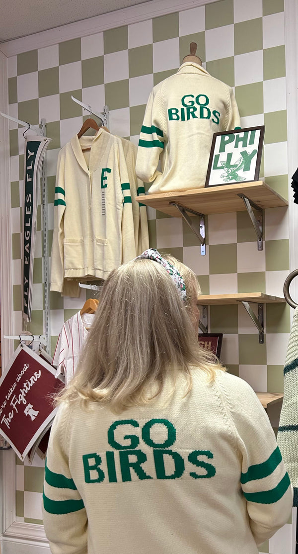 GO BIRDS KNIT STRIPE CARDIGAN