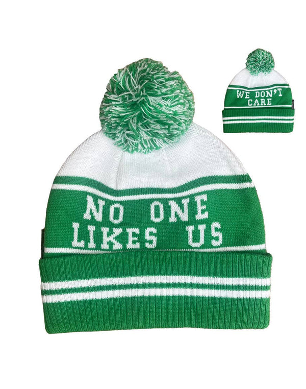 NO ONE LIKES US, WE DON'T CARE BEANIE (WHITE)