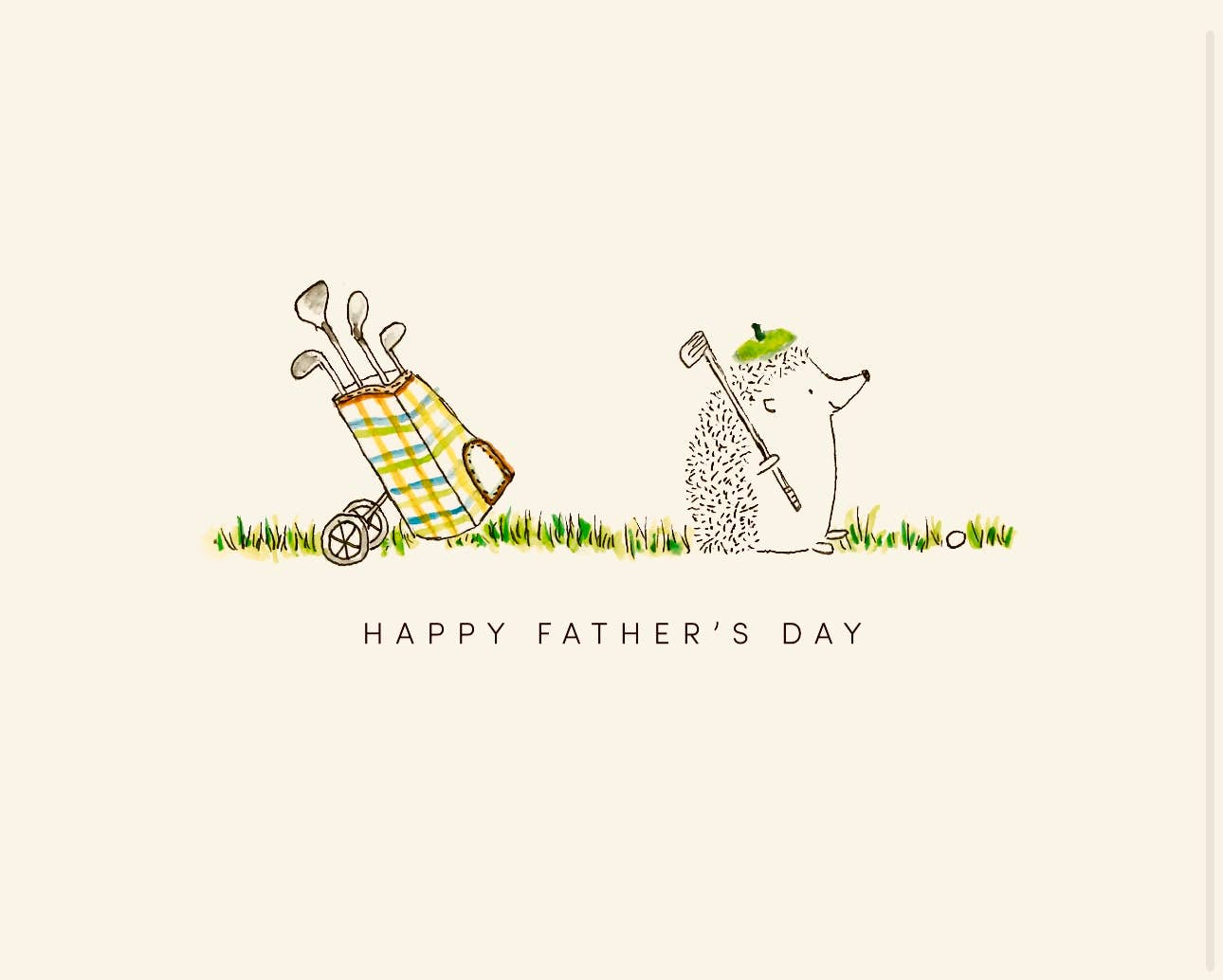 HAPPY FATHER'S DAY HEDGEHOG GOLFER CARD