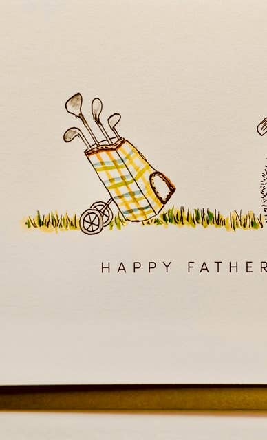 HAPPY FATHER'S DAY HEDGEHOG GOLFER CARD