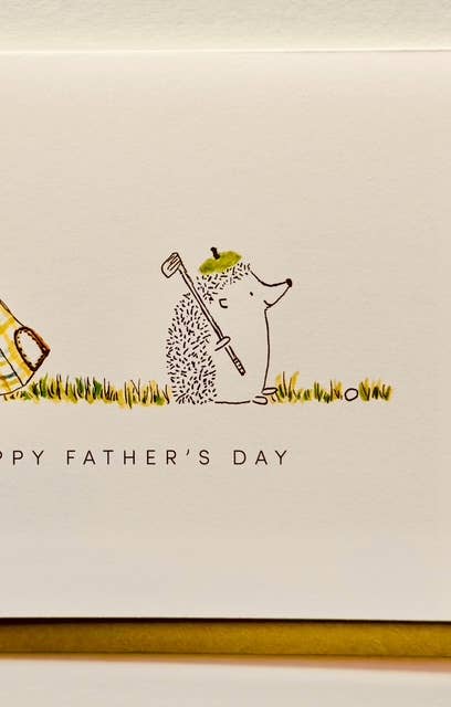 HAPPY FATHER'S DAY HEDGEHOG GOLFER CARD