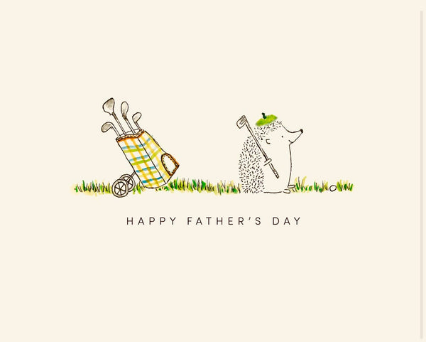 HAPPY FATHER'S DAY HEDGEHOG GOLFER CARD