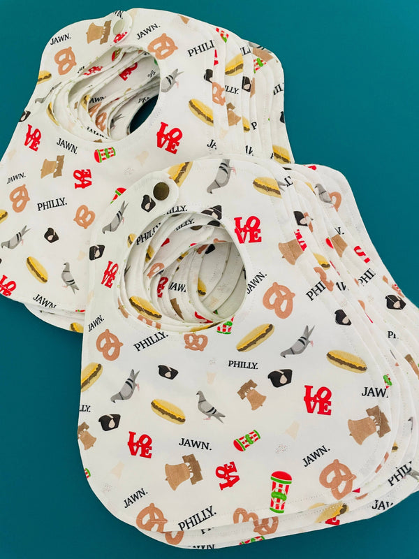WHITE PHILLY BABY BIB