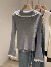 LACE TRIM KNIT CARDIGAN