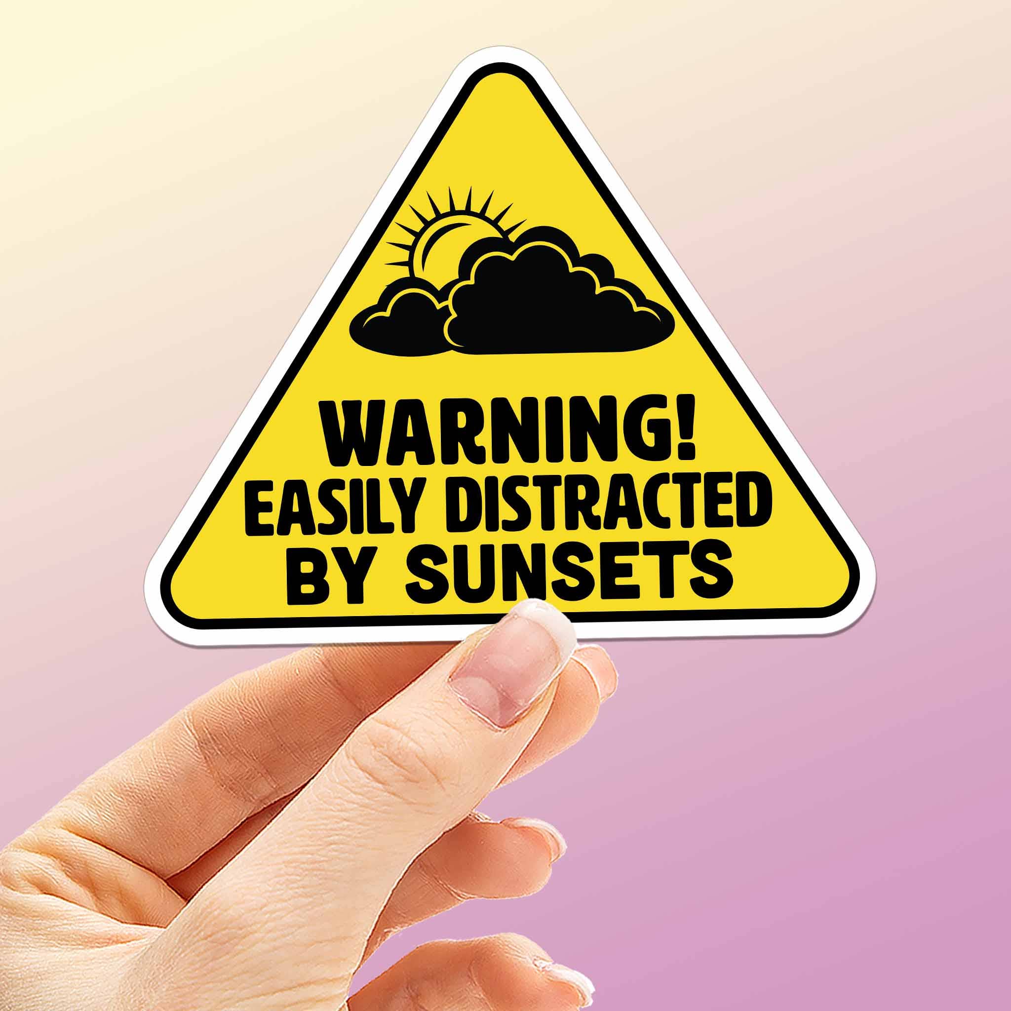 EASILY DISTRACTED BY SUNSETS STICKER - FUNNY NATURE GIFT