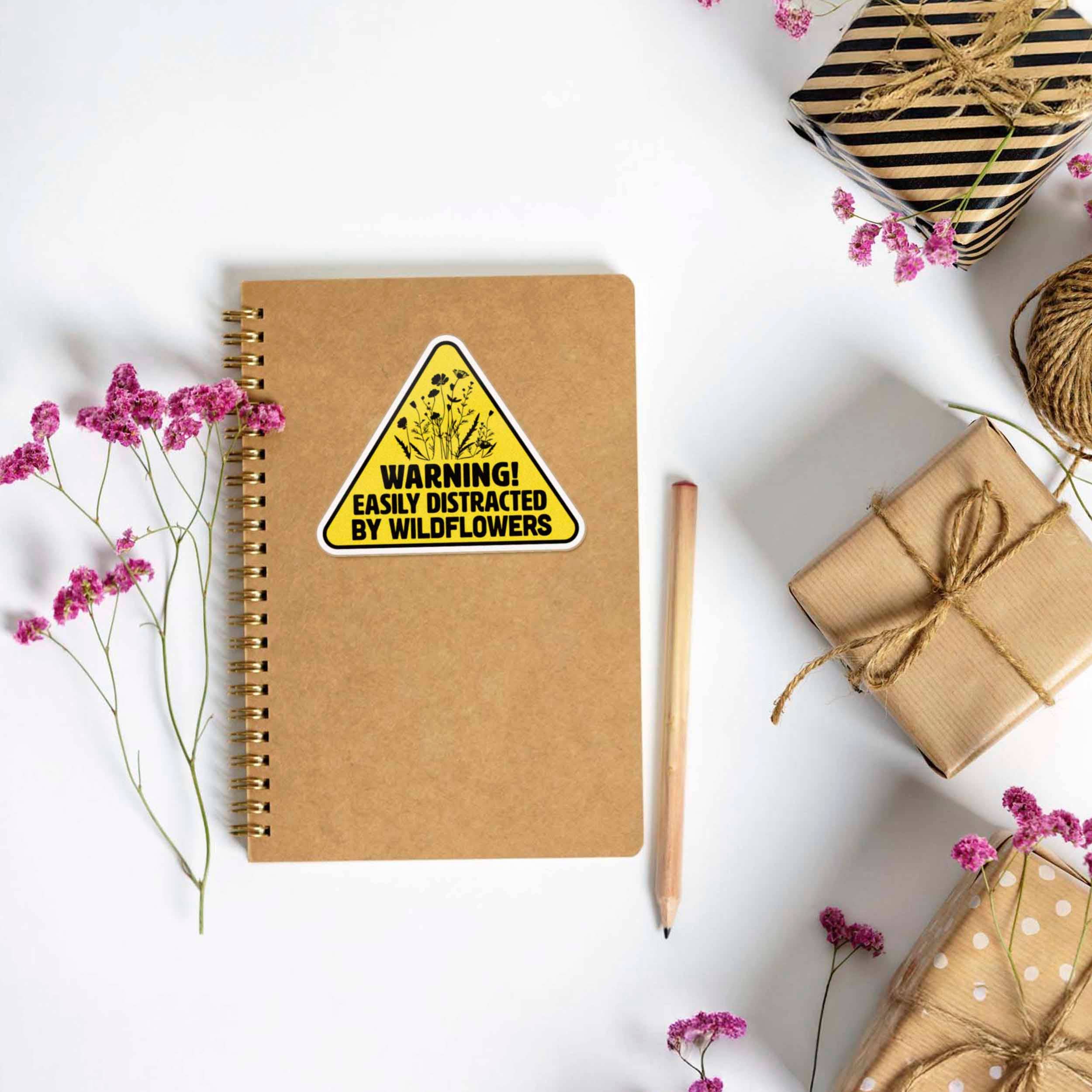 EASILY DISTRACTED BY WILDFLOWERS STICKER - FUNNY NATURE GIFT
