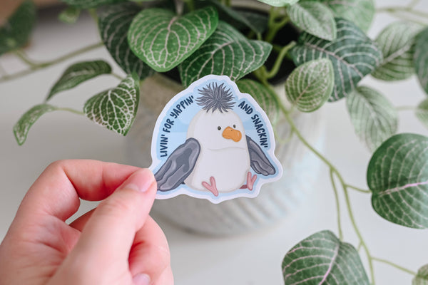 SEAGULL JELLY YAPPIN' AND SNACKIN' - COASTAL NAUTICAL VINYL STICKER