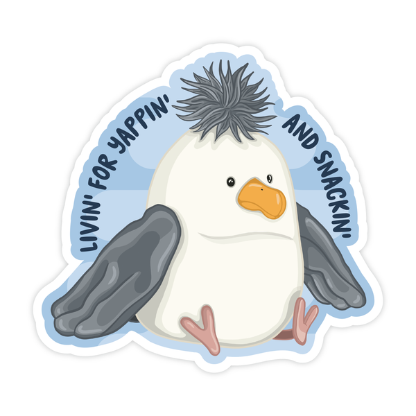 SEAGULL JELLY YAPPIN' AND SNACKIN' - COASTAL NAUTICAL VINYL STICKER