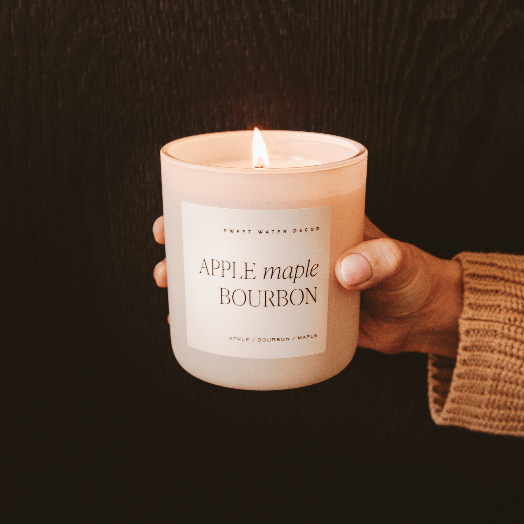 APPLE MAPLE BOURBON SOY CANDLE  - TAN MATTE JAR - 15 OZ