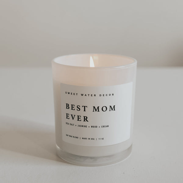 BEST MOM EVER! SOY CANDLE - WHITE JAR - 11 OZ (SPA DAY)