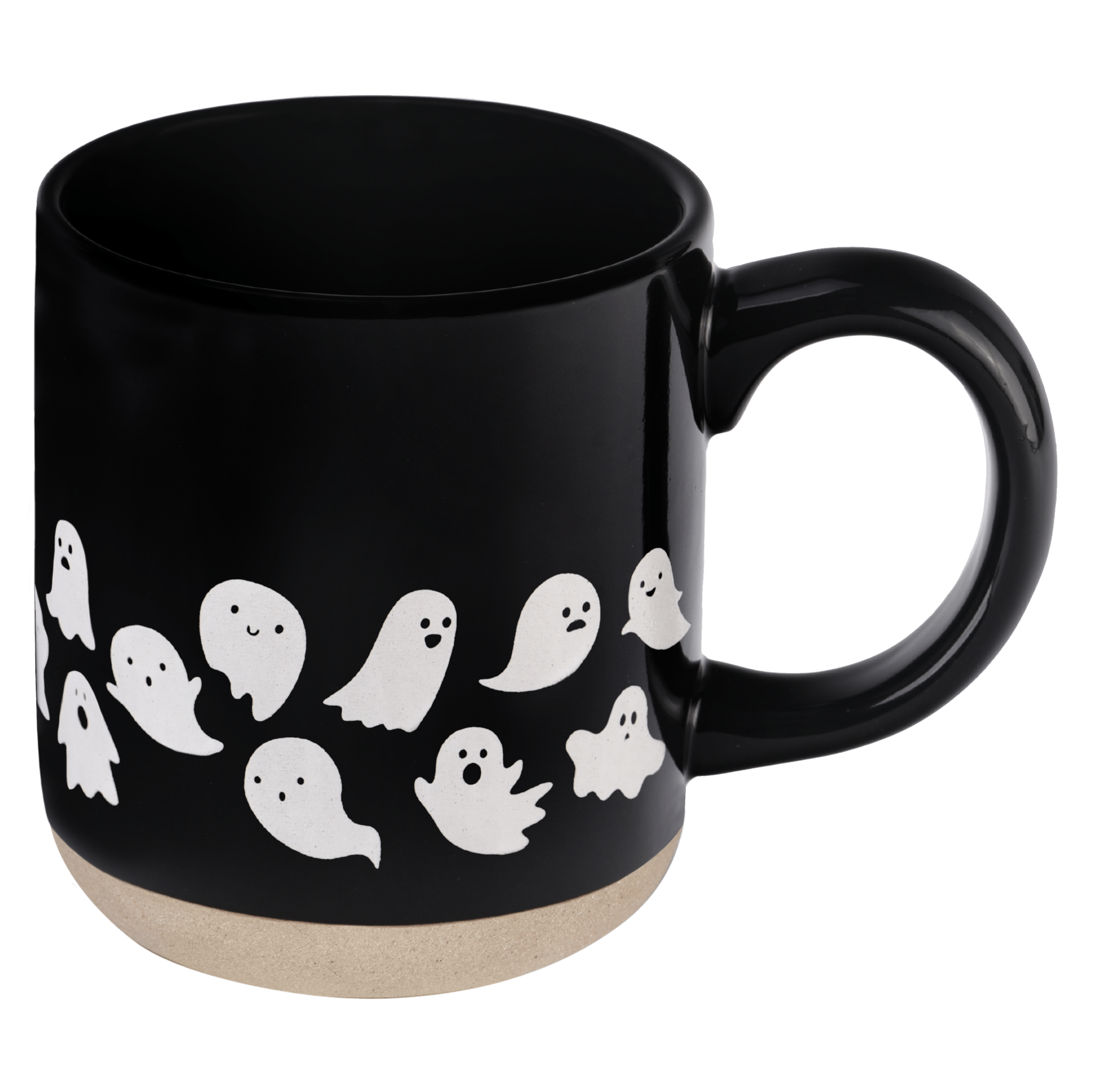 GHOSTS 14OZ. BLACK STONEWARE COFFEE MUG