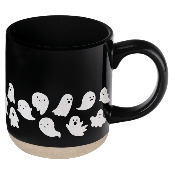 GHOSTS 14OZ. BLACK STONEWARE COFFEE MUG