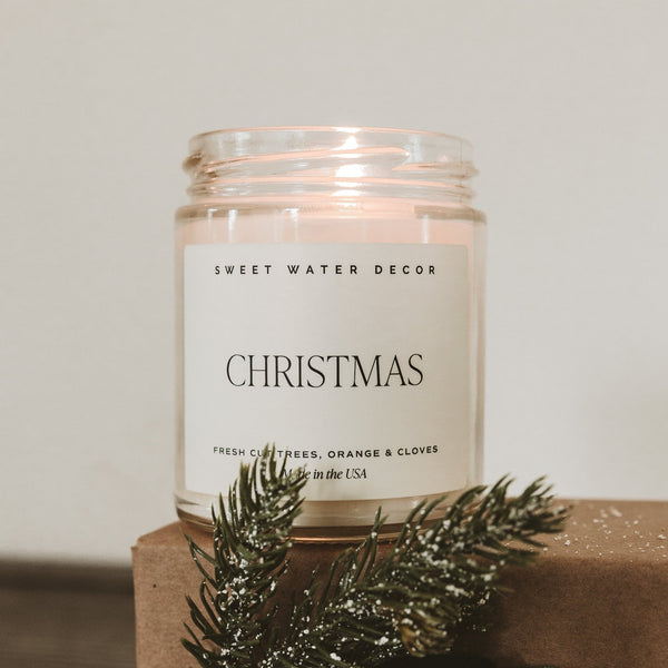 CHRISTMAS SOY CANDLE - CLEAR JAR - 9 OZ