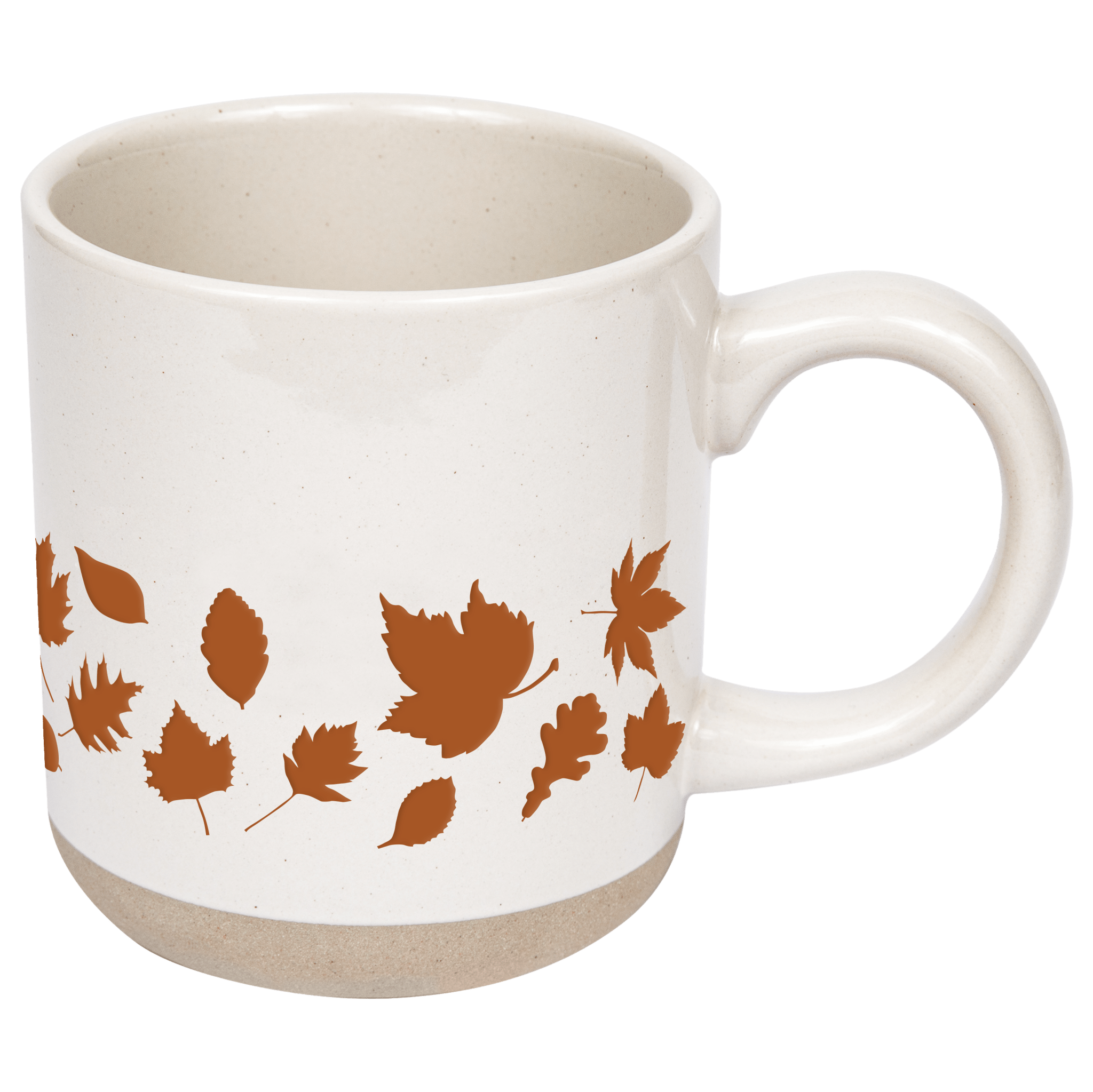 ORANGE LEAVES 14OZ. CREAM STONEWARE COFFEE MUG