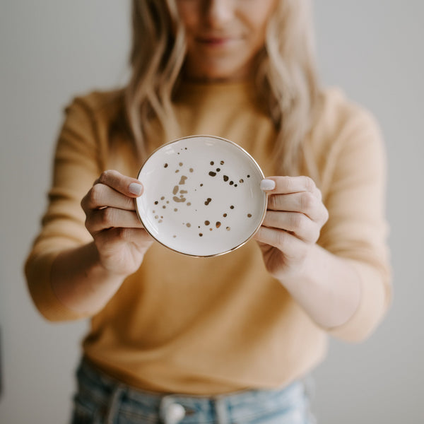 GOLD SPECKLED JEWELRY DISH