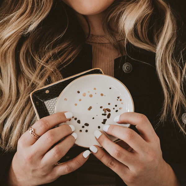 GOLD SPECKLED JEWELRY DISH