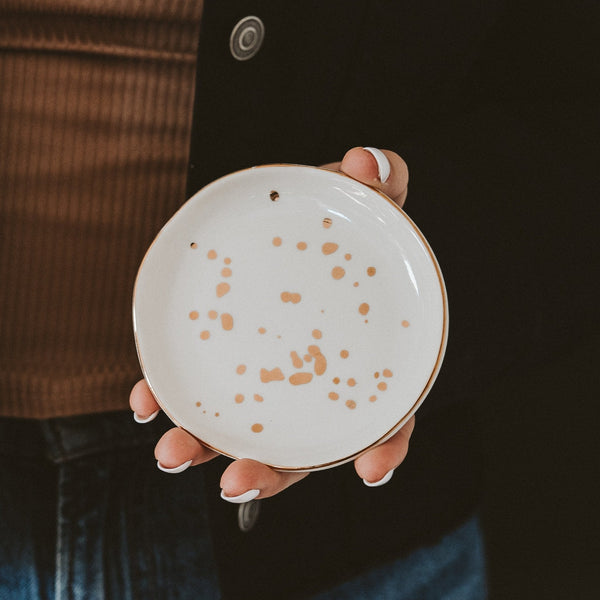 GOLD SPECKLED JEWELRY DISH