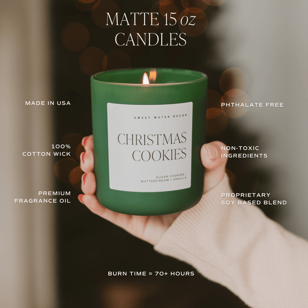 CHRISTMAS COOKIES SOY CANDLE - GREEN MATTE JAR - 15 OZ