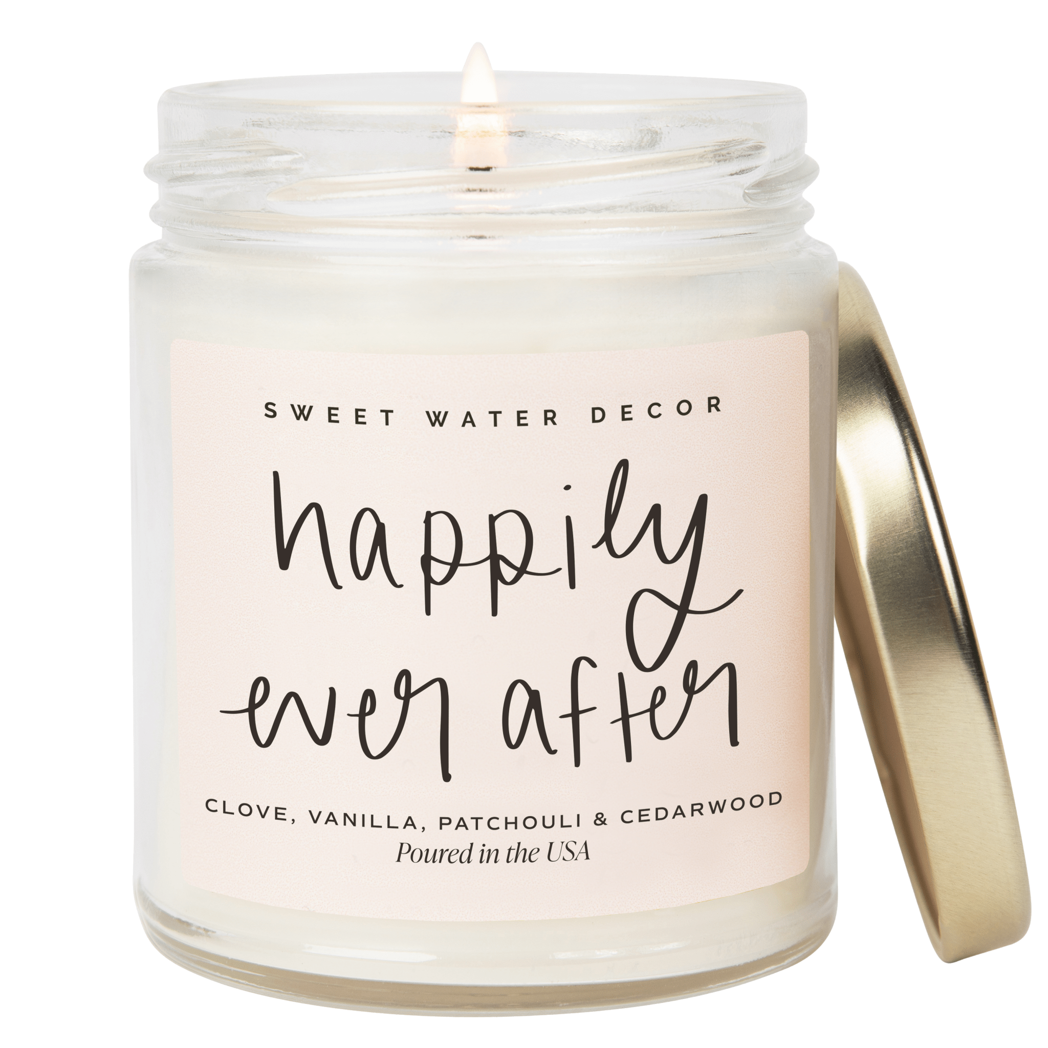 HAPPILY EVER AFTER SOY CANDLE - CLEAR JAR - 9 OZ (PALO SANTO PATCHOULI)