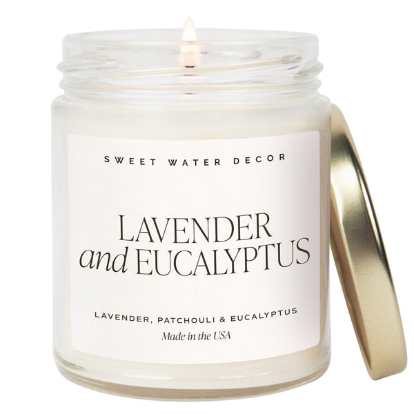 LAVENDAR AND EUCALYPTUS SOY CANDLE - CLEAR JAR - 9OZ