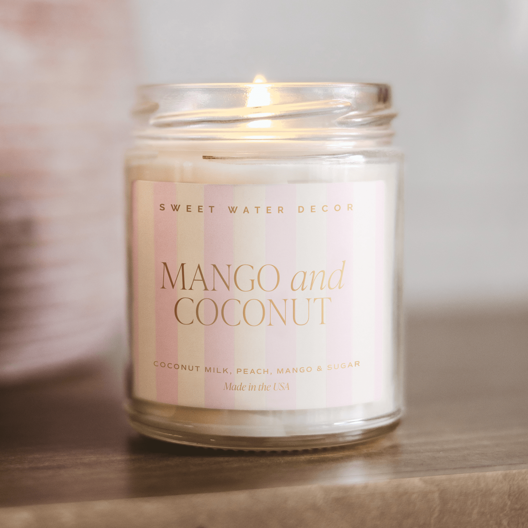 MANGO AND COCONUT SOY PATTERNED CANDLE - CLEAR JAR - 9 OZ