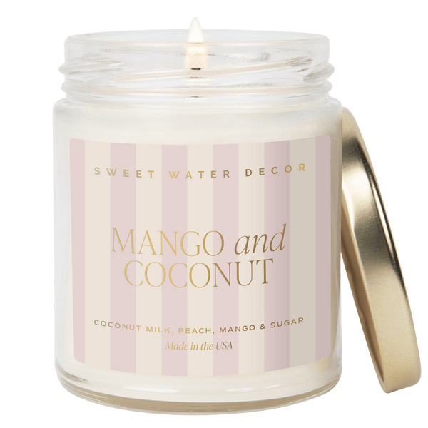 MANGO AND COCONUT SOY PATTERNED CANDLE - CLEAR JAR - 9 OZ