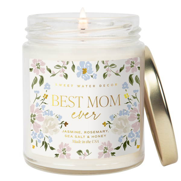 BEST MOM EVER 9 OZ SCREW TOP GLASS JAR CANDLE