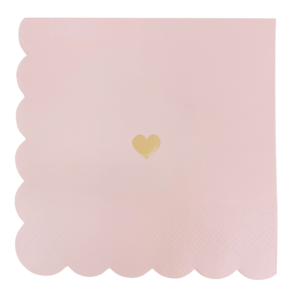 PINK WITH GOLD HEART COCKTAIL NAPKINS