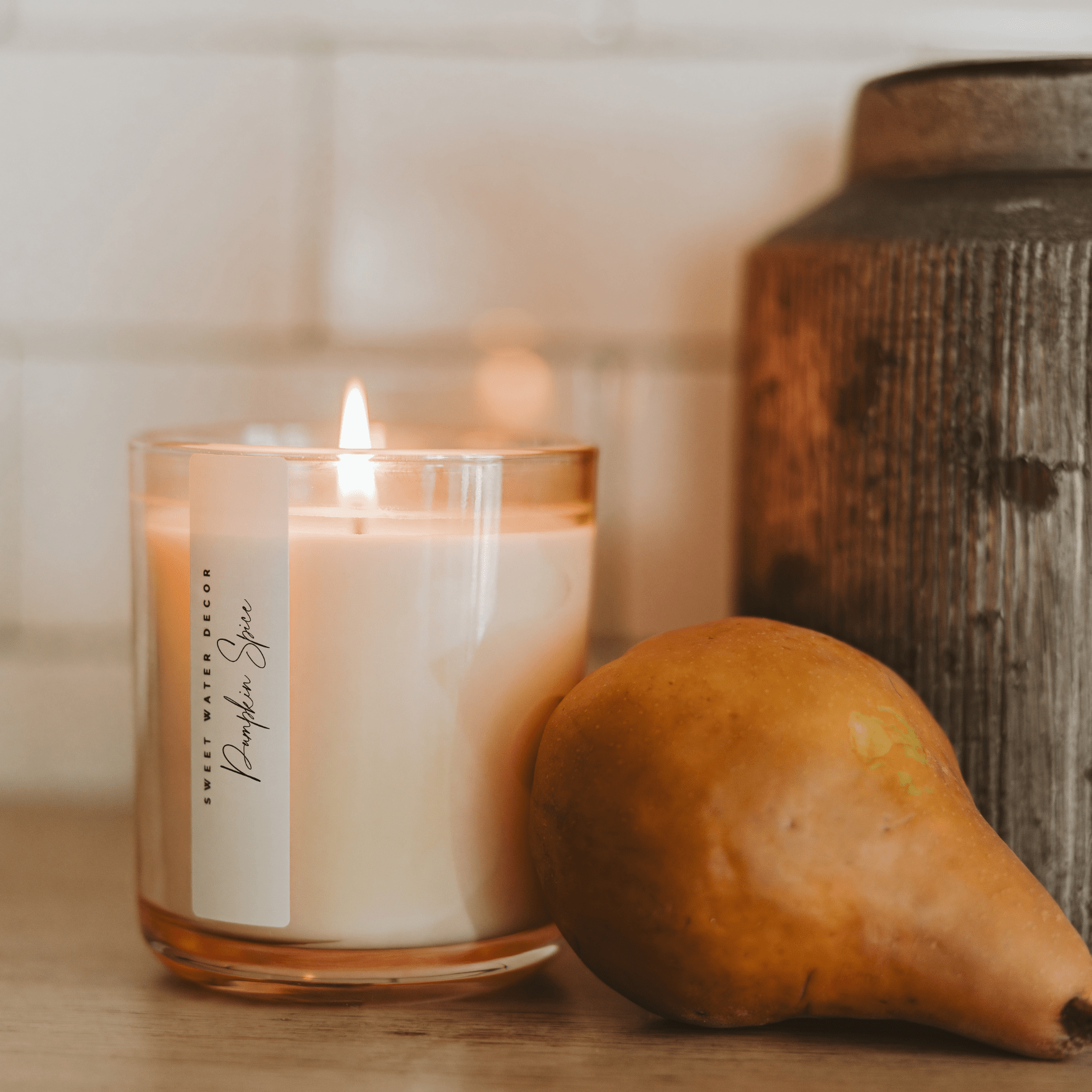 PUMPKIN SPICE SOY CANDLE - TINTED GLASS JAR - 12 OZ