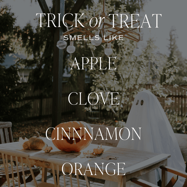 TRICK OR TREAT SOY CANDLE - PATTERNED 9 OZ - CLEAR JAR (FARMHOUSE)