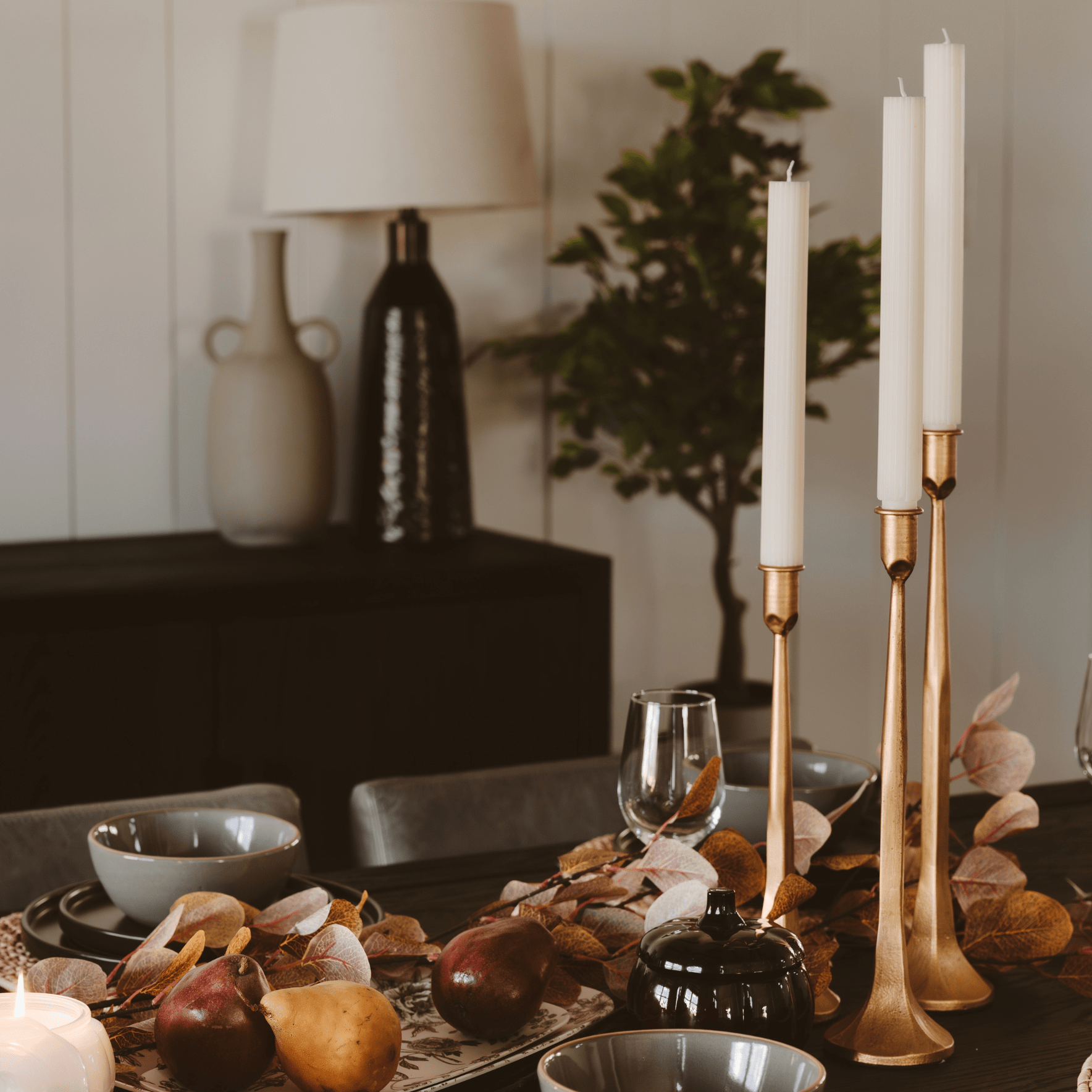 GOLD CAST IRON TAPER CANDLE HOLDERS