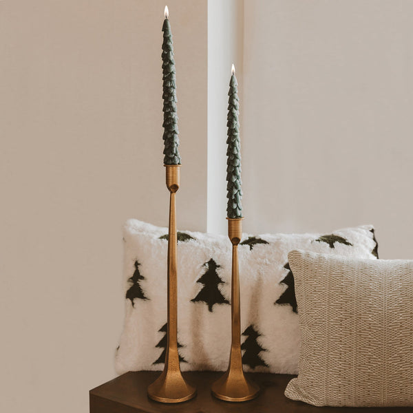 GOLD CAST IRON TAPER CANDLE HOLDERS