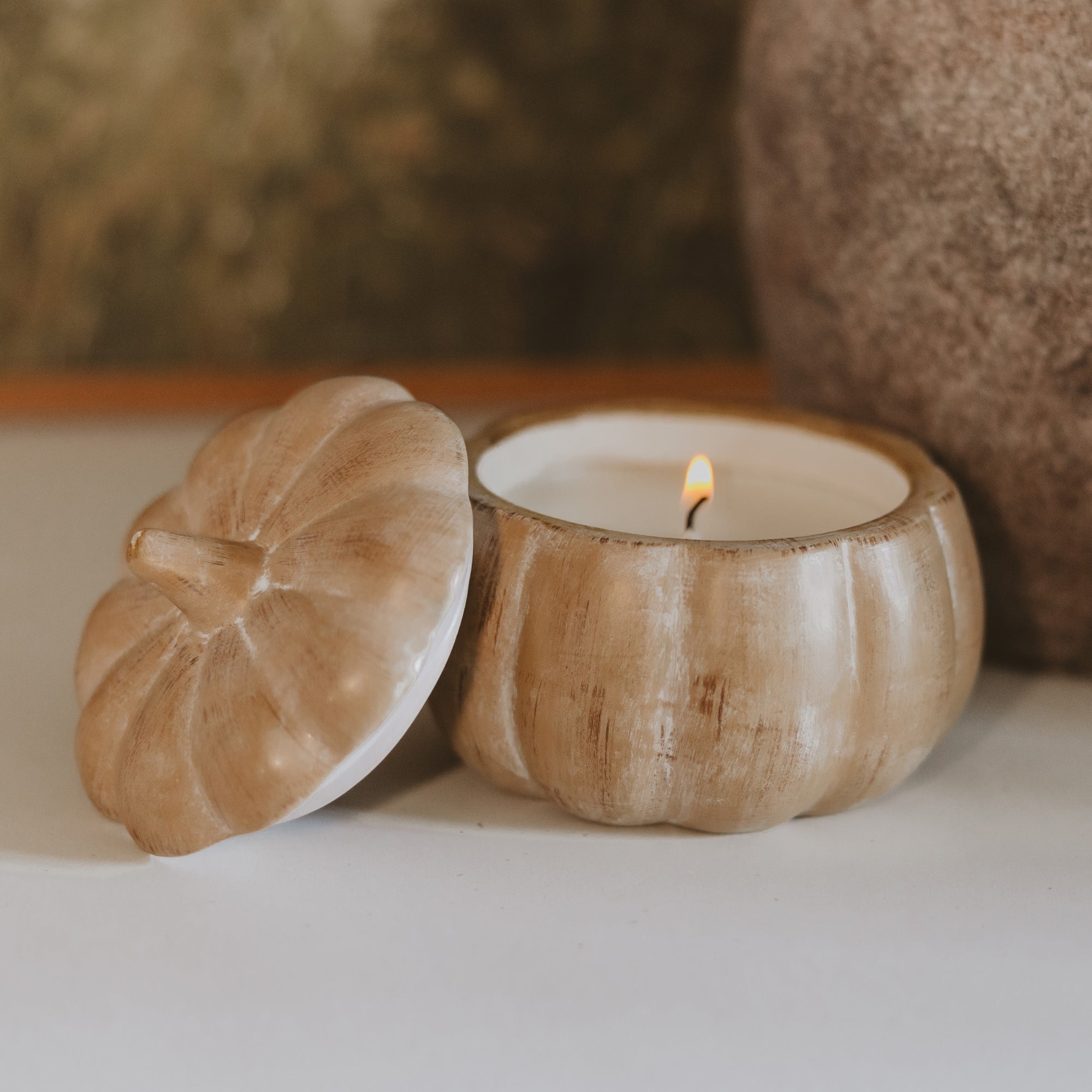 PUMPKIN SPICE SOY CANDLE - CERAMIC PUMPKIN JAR- 8 OZ