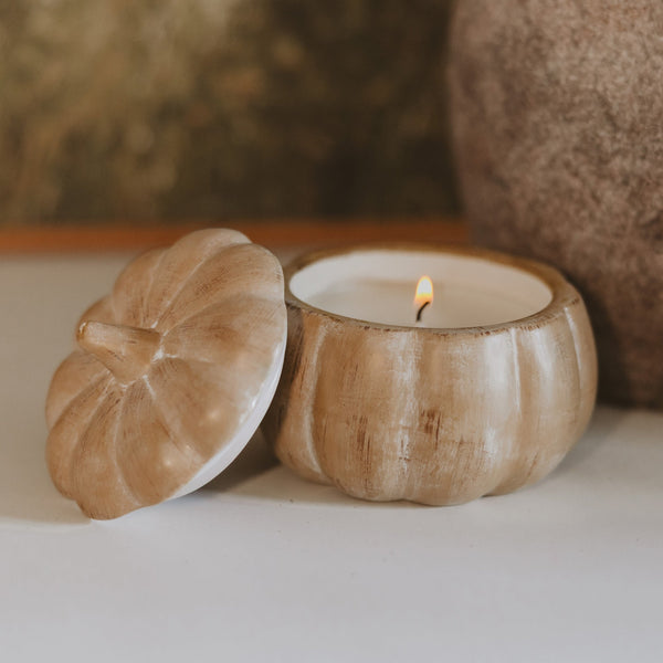 PUMPKIN SPICE SOY CANDLE - CERAMIC PUMPKIN JAR- 8 OZ