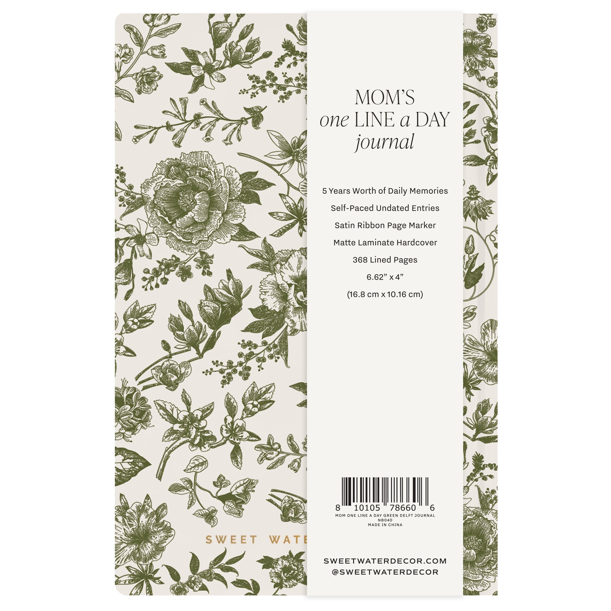 MOM'S ONE LINE A DAY GREEN DELFT LEATHER JOURNAL
