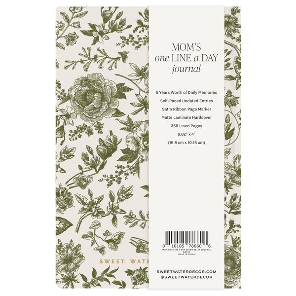 MOM'S ONE LINE A DAY GREEN DELFT LEATHER JOURNAL