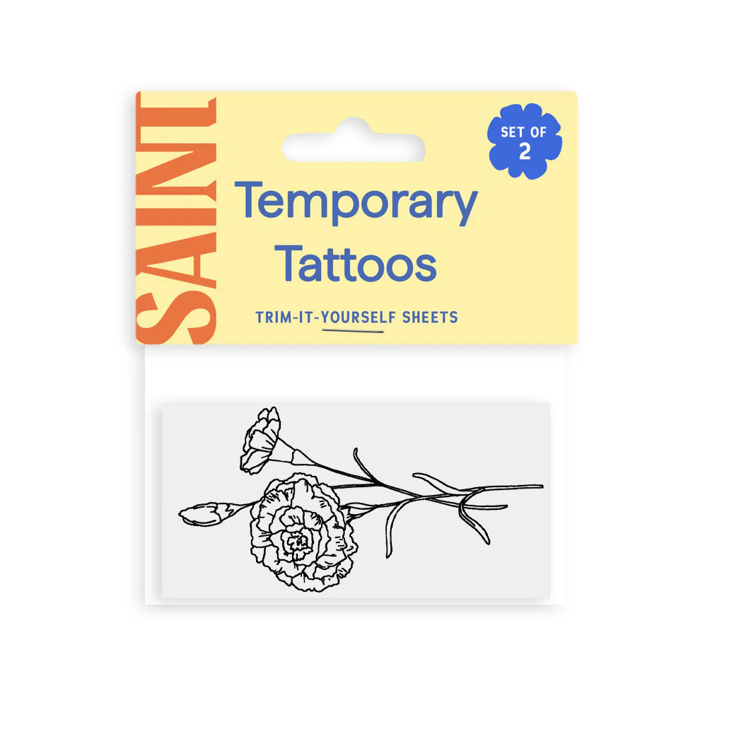 JANUARY BIRTH FLOWER - CARNATION TEMPORARY TATTOOS