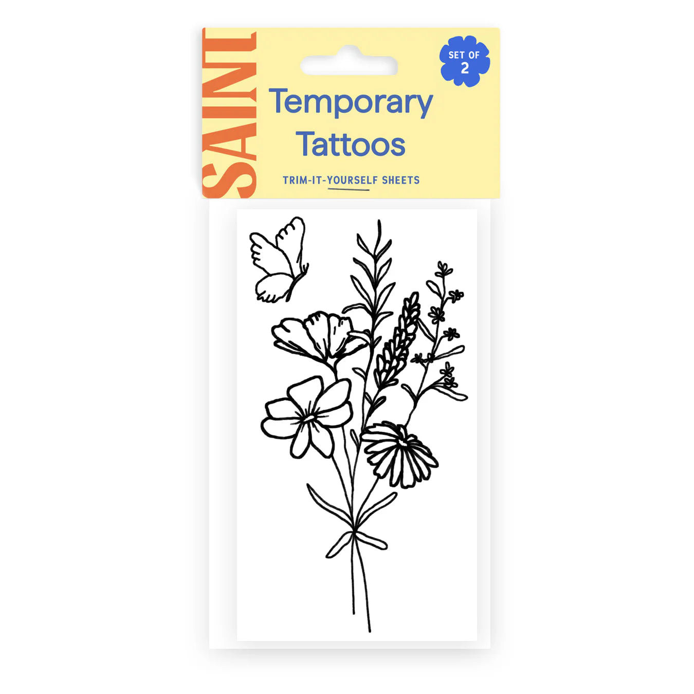 BUTTERFLY FLORAL TEMPORARY TATTOOS