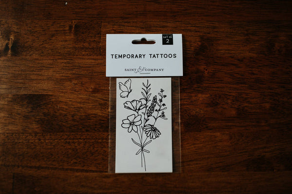 BUTTERFLY FLORAL TEMPORARY TATTOOS
