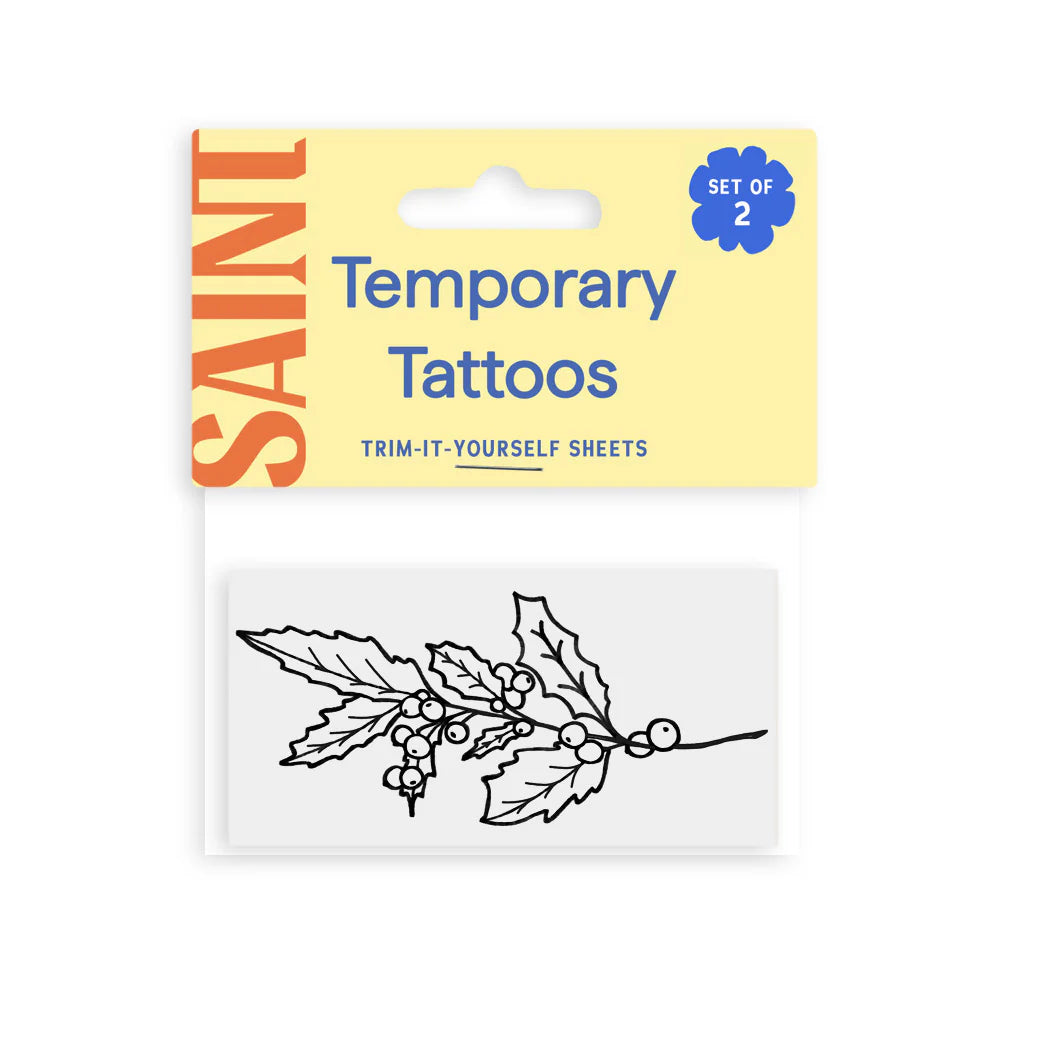 DECEMEBER BIRTH FLOWER - HOLLY TEMPORARY TATTOOS