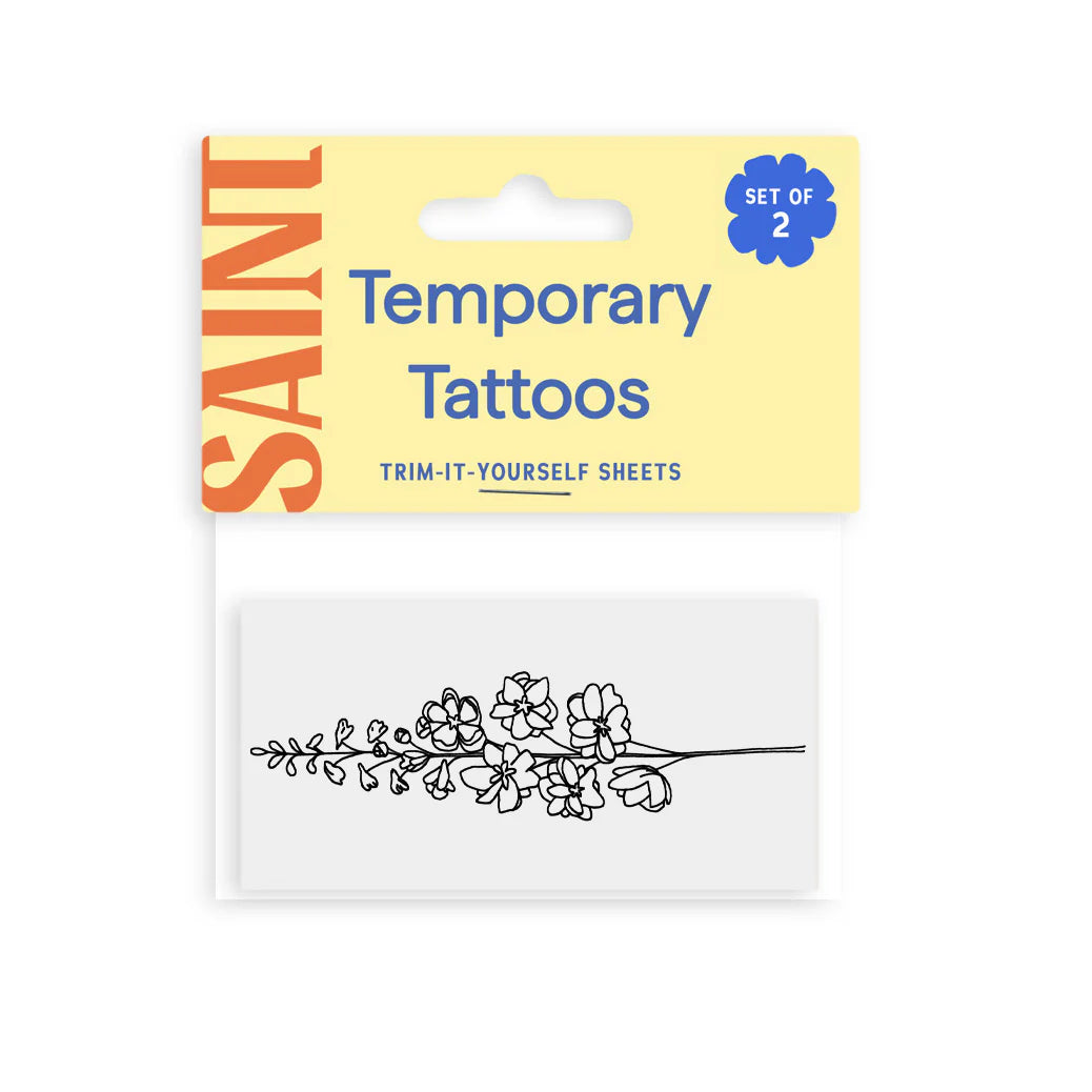 JULY BIRTH FLOWER - DELPHINIUM TEMPORARY TATTOOS