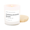 SANDALWOOD ROSE SOY CANDLE - WHITE JAR- 11 OZ