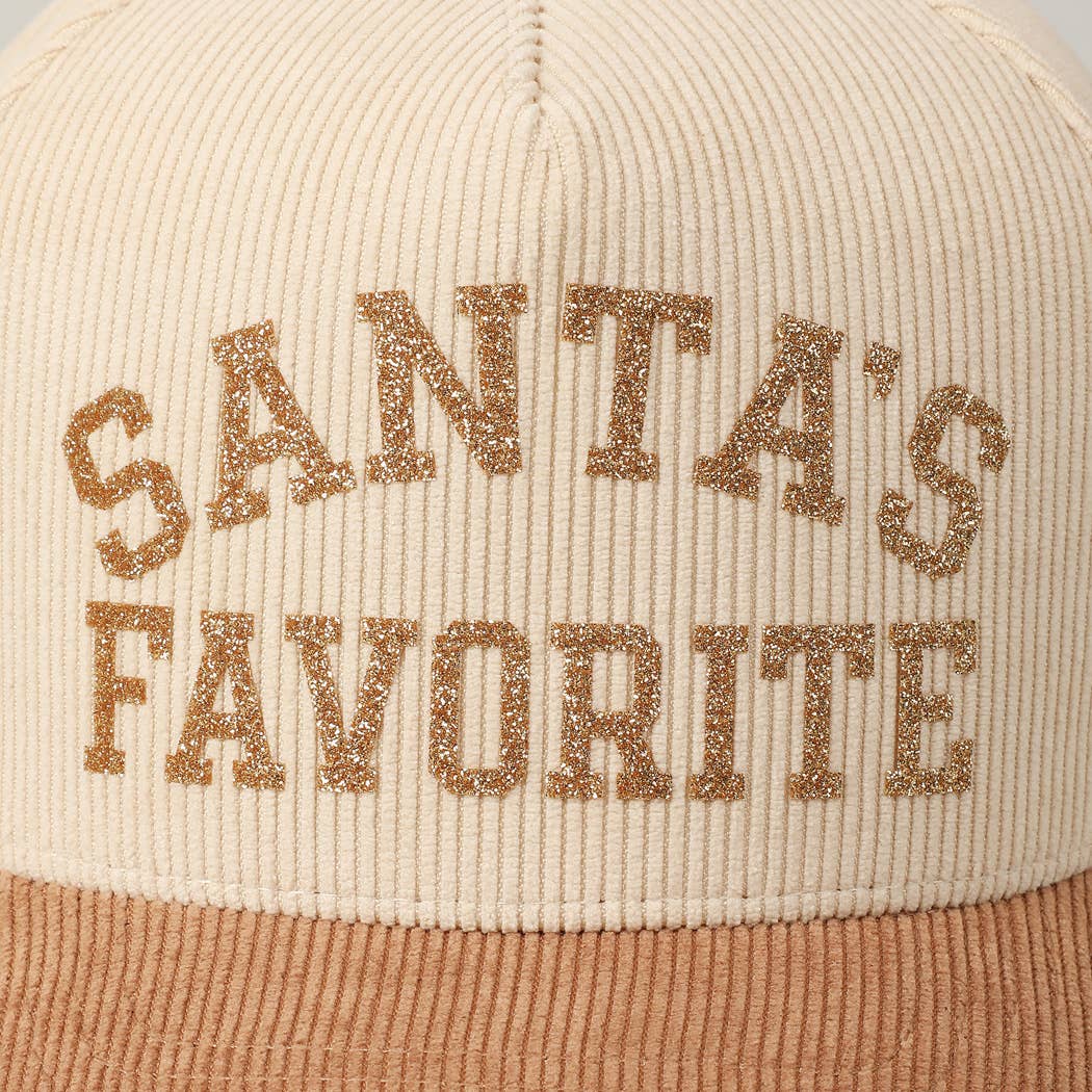 SANTA'S FAVORITE GLITTERY CORDUROY CAP