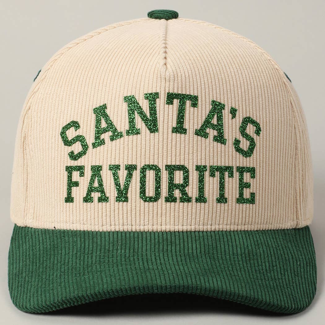 SANTA'S FAVORITE GLITTERY CORDUROY CAP