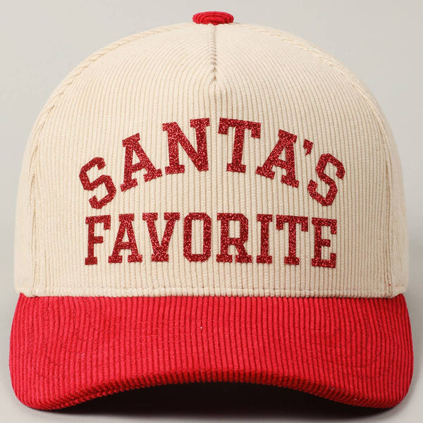 SANTA'S FAVORITE GLITTERY CORDUROY CAP
