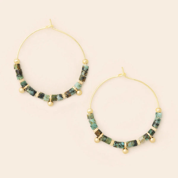 STONE DISC HOOP EARRING
