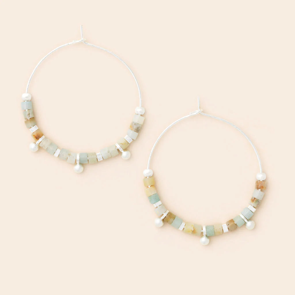 STONE DISC HOOP EARRING
