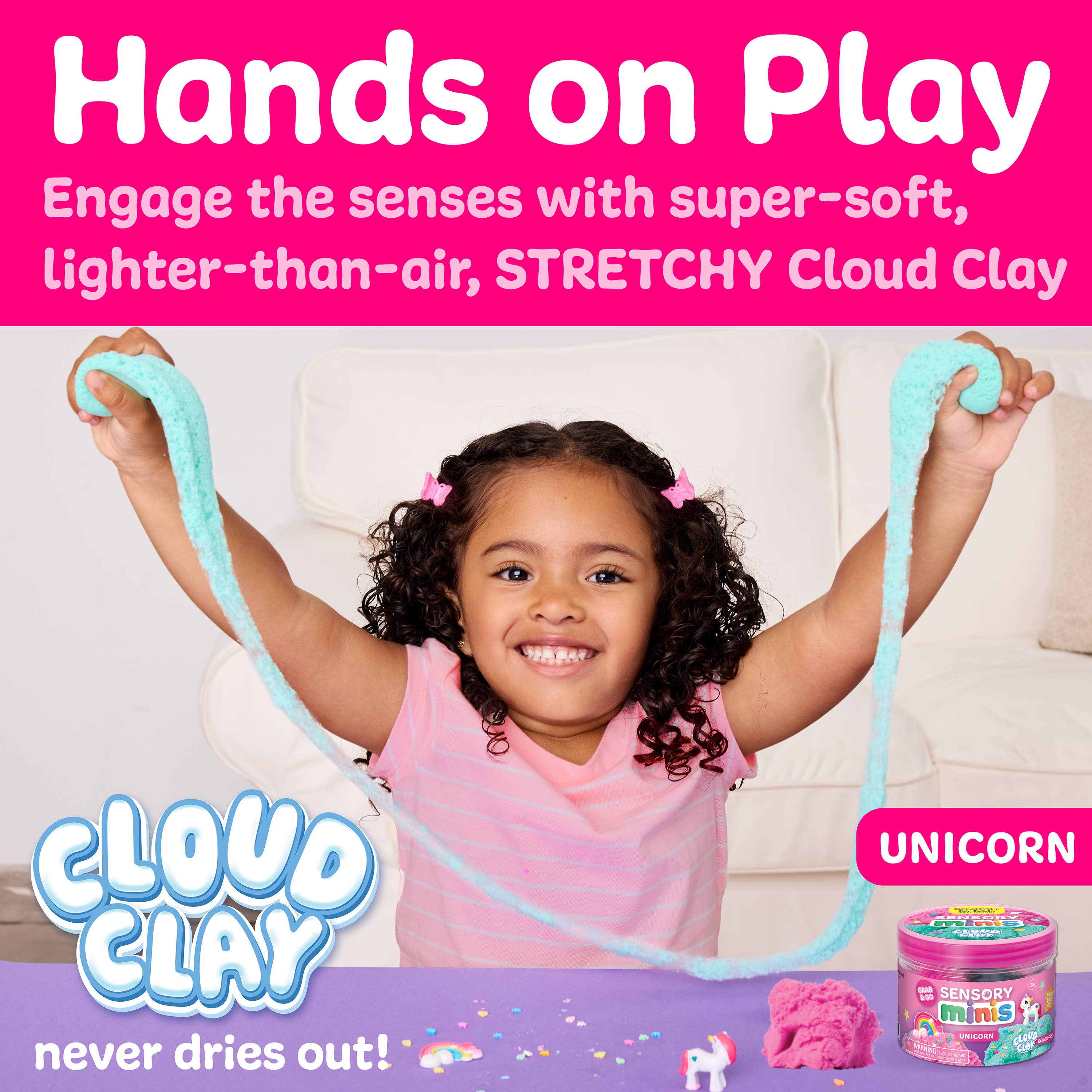 UNICORNS SENSORY MINI PLAY KIT JAR WITH CLOUD CLAY