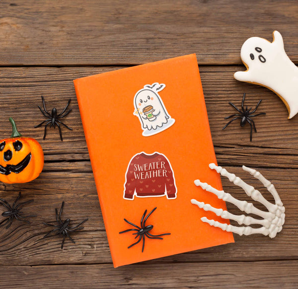 PUMPKIN SPICE COFFEE GHOST HALLOWEEN STICKER